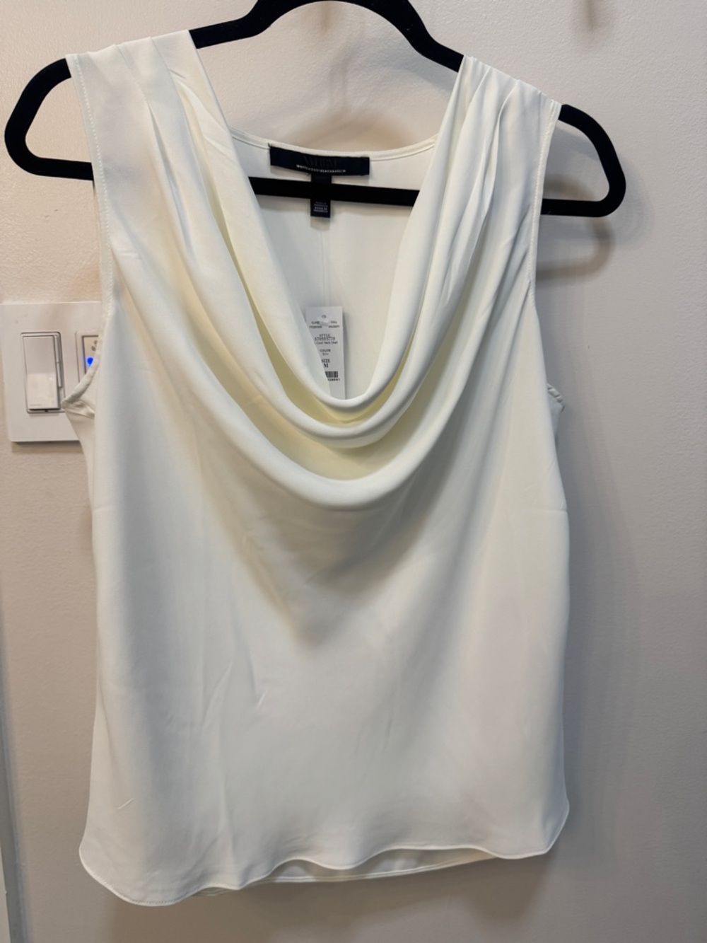 White House Black Market Cream Drape Neck Sleeveless Camisole